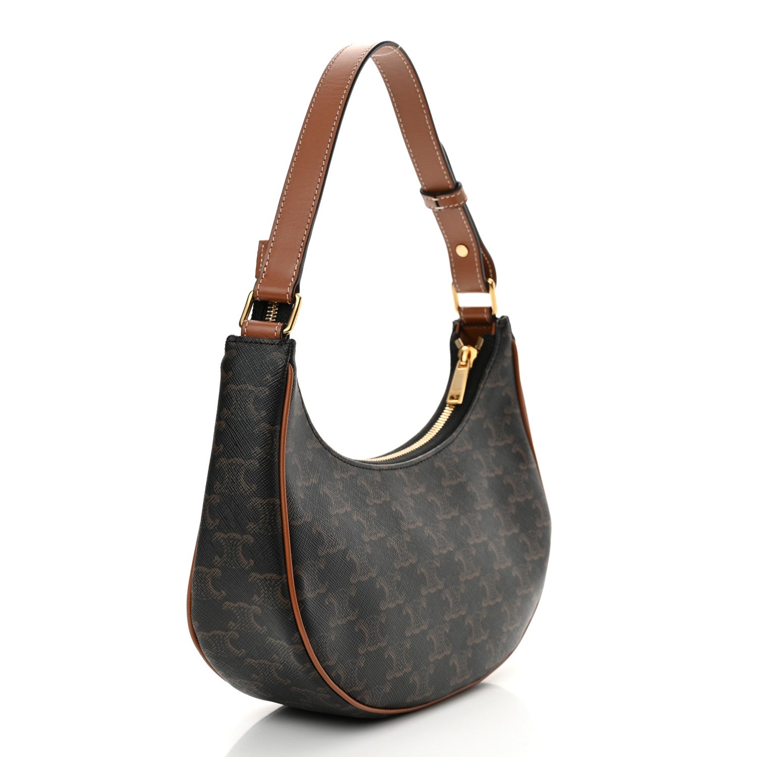 Celine Triomphe Canvas Calfskin Ava Shoulder Bag Tan 3 of 11