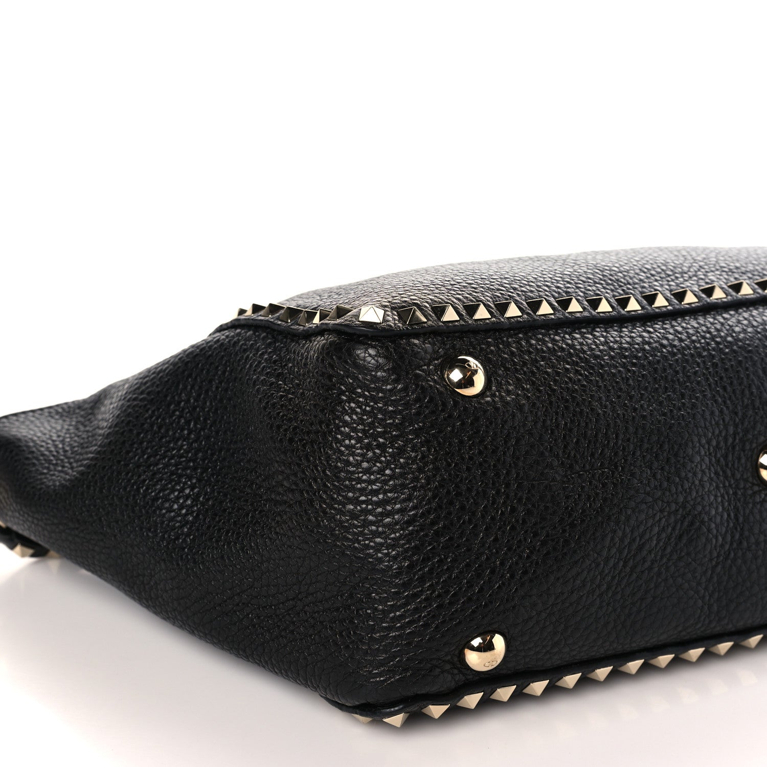 Valentino Garavani Pebbled Calfskin Medium Rockstud Tote Black 7 of 8