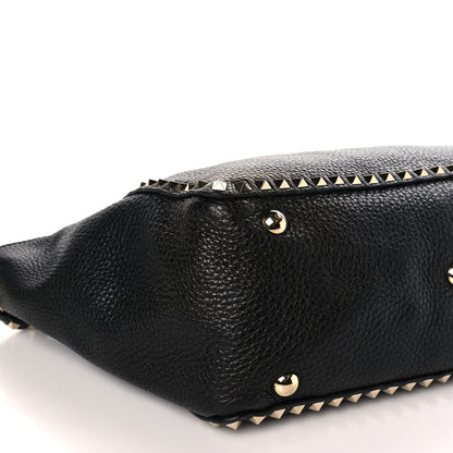 Valentino Garavani Pebbled Calfskin Medium Rockstud Tote Black 7 of 8