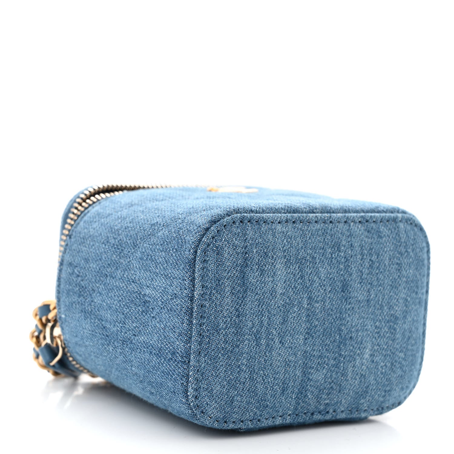 Chanel Denim Quilted Mini Pearl Crush Vanity Case With Chain 4 of 10