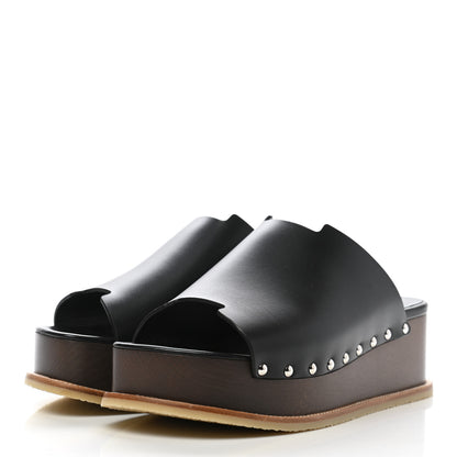 Hermes Calfskin Ellipse Sandals 38 Black 3 of 9