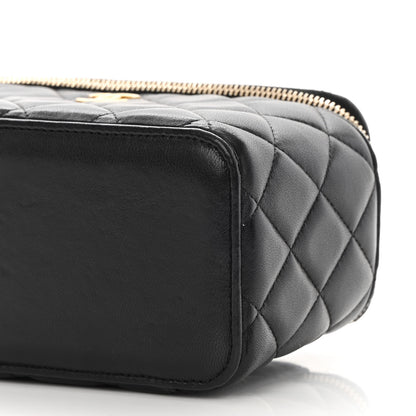 Chanel Lambskin Quilted Small Top Handle Vanity Case With Chain Black 10 of 13