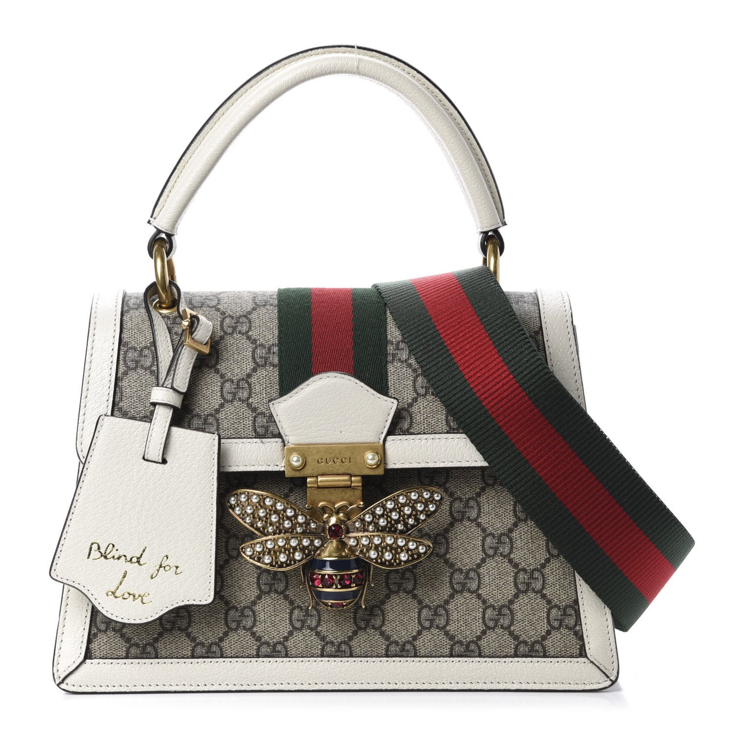 GG Supreme Monogram Small Queen Margaret Top Handle Bag White