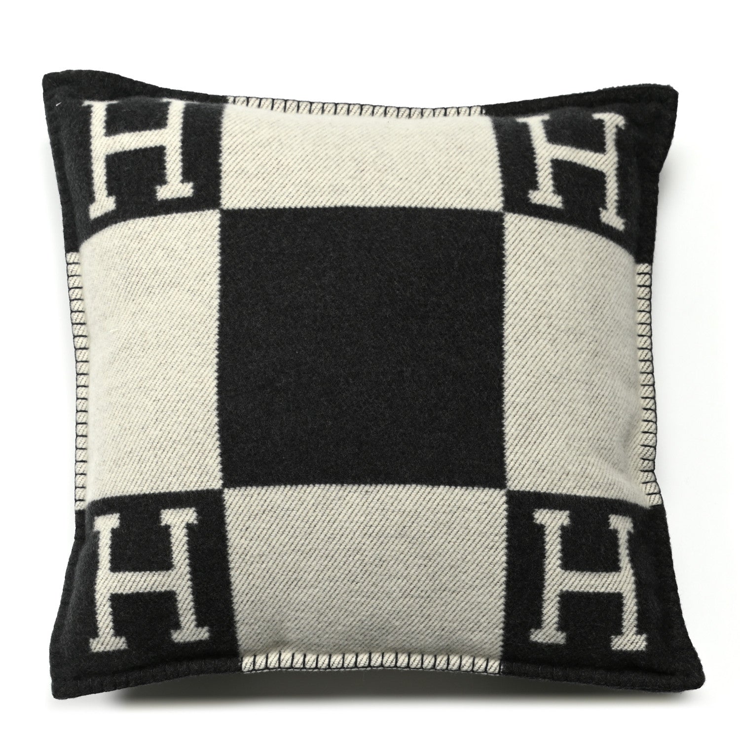 Hermes Wool Cashmere Avalon Pillow PM Ecru Gris Fonce 1 of 3