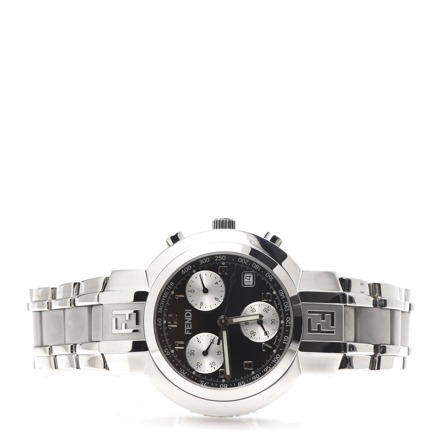 Stainless Steel 39mm Zucca Chronograph Quartz Watch Black