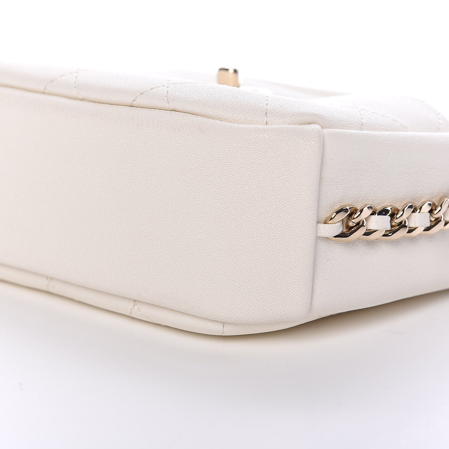 Goatskin Quilted Small Casual Trip Camera Case White