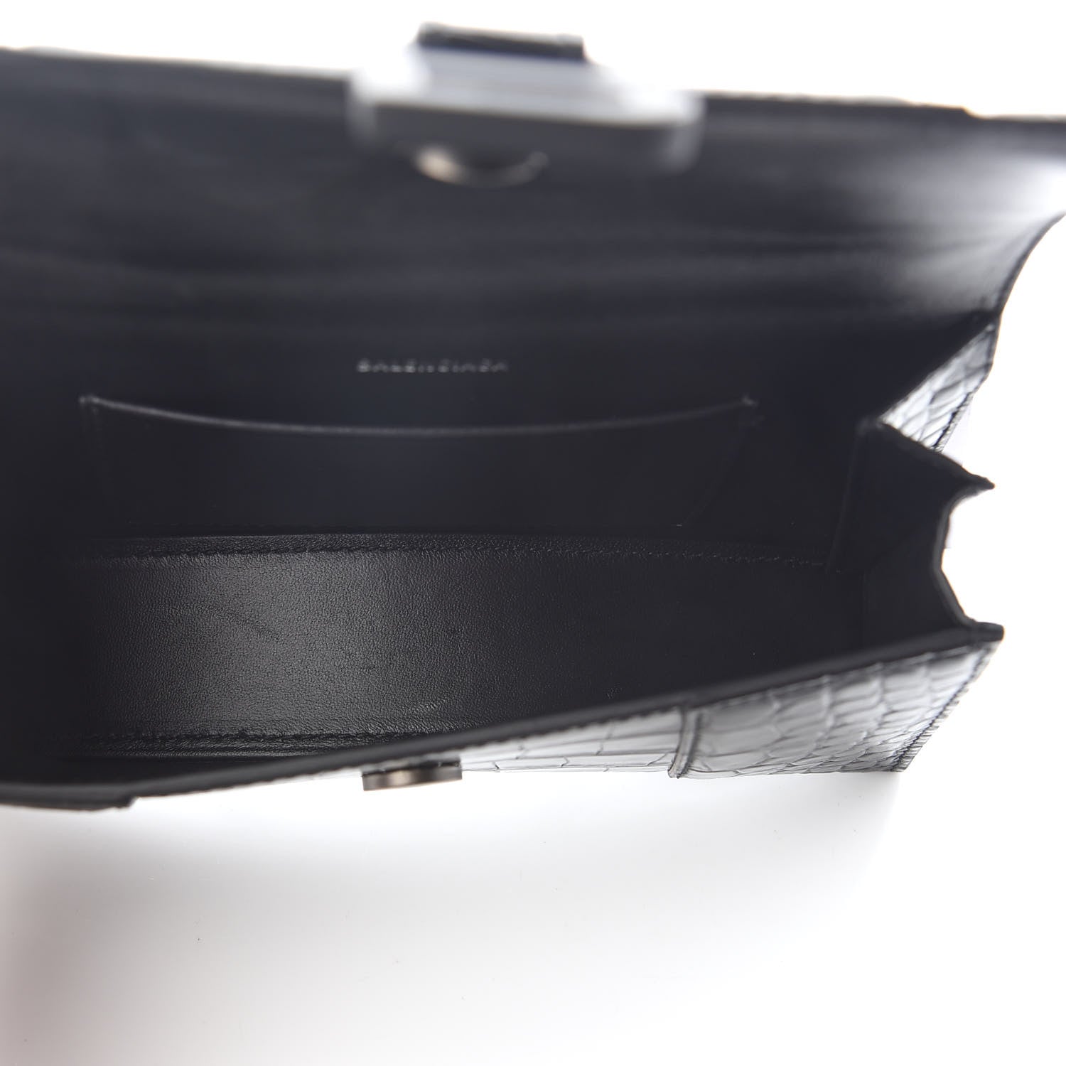 Balenciaga Shiny Calfskin Monochrome Crocodile Embossed Hourglass Chain Bag XS Black 5 of 10