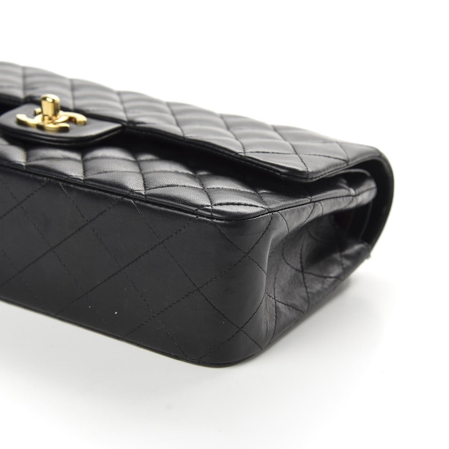 Lambskin Quilted Medium Double Flap Black