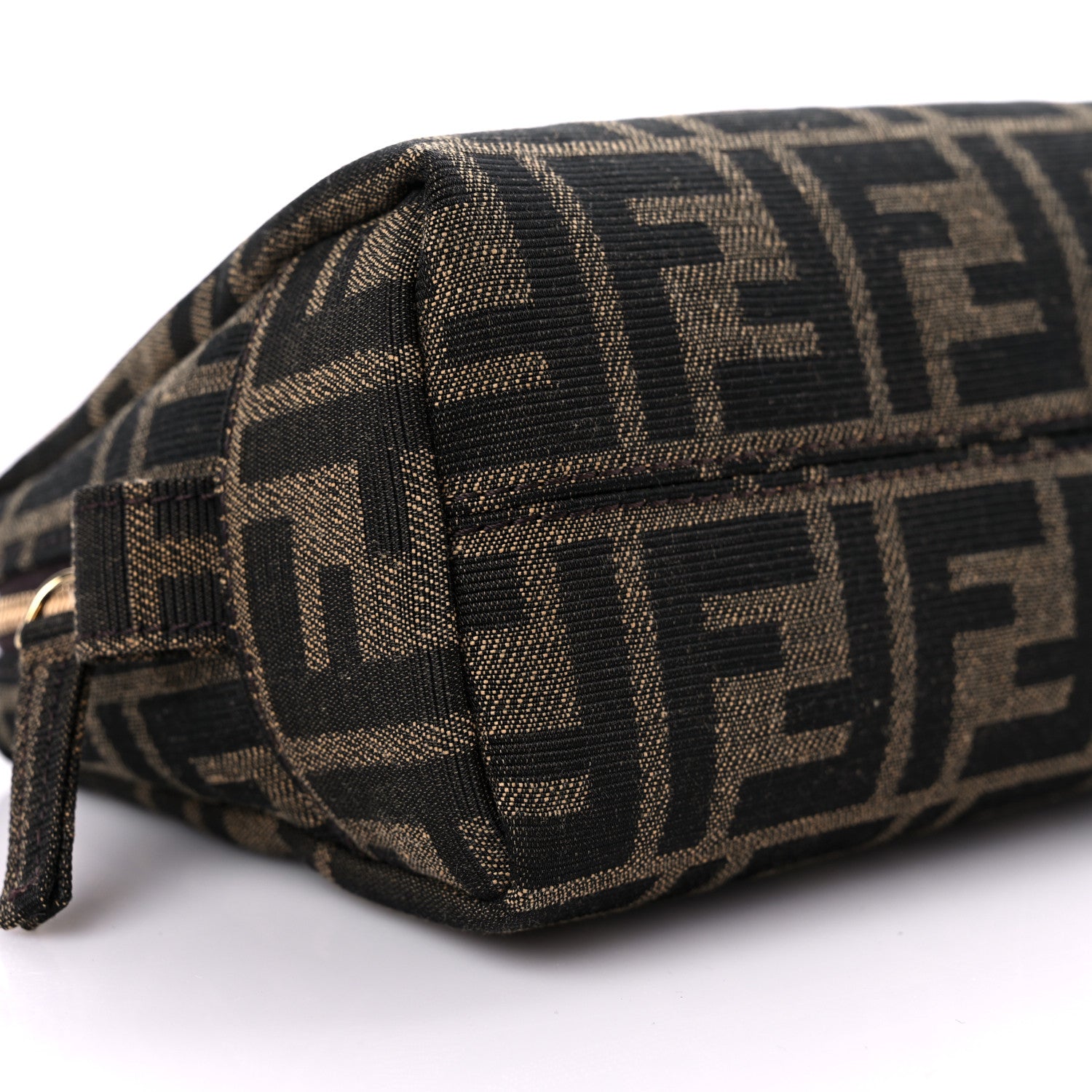 Fendi Fabric Jacquard FF 1974 Small Trapezoid Beauty Pouch Tobacco Moro Black 9 of 10