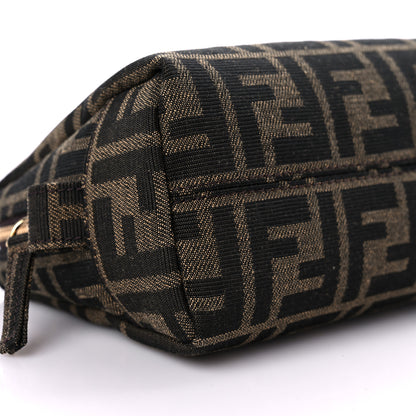 Fendi Fabric Jacquard FF 1974 Small Trapezoid Beauty Pouch Tobacco Moro Black 9 of 10