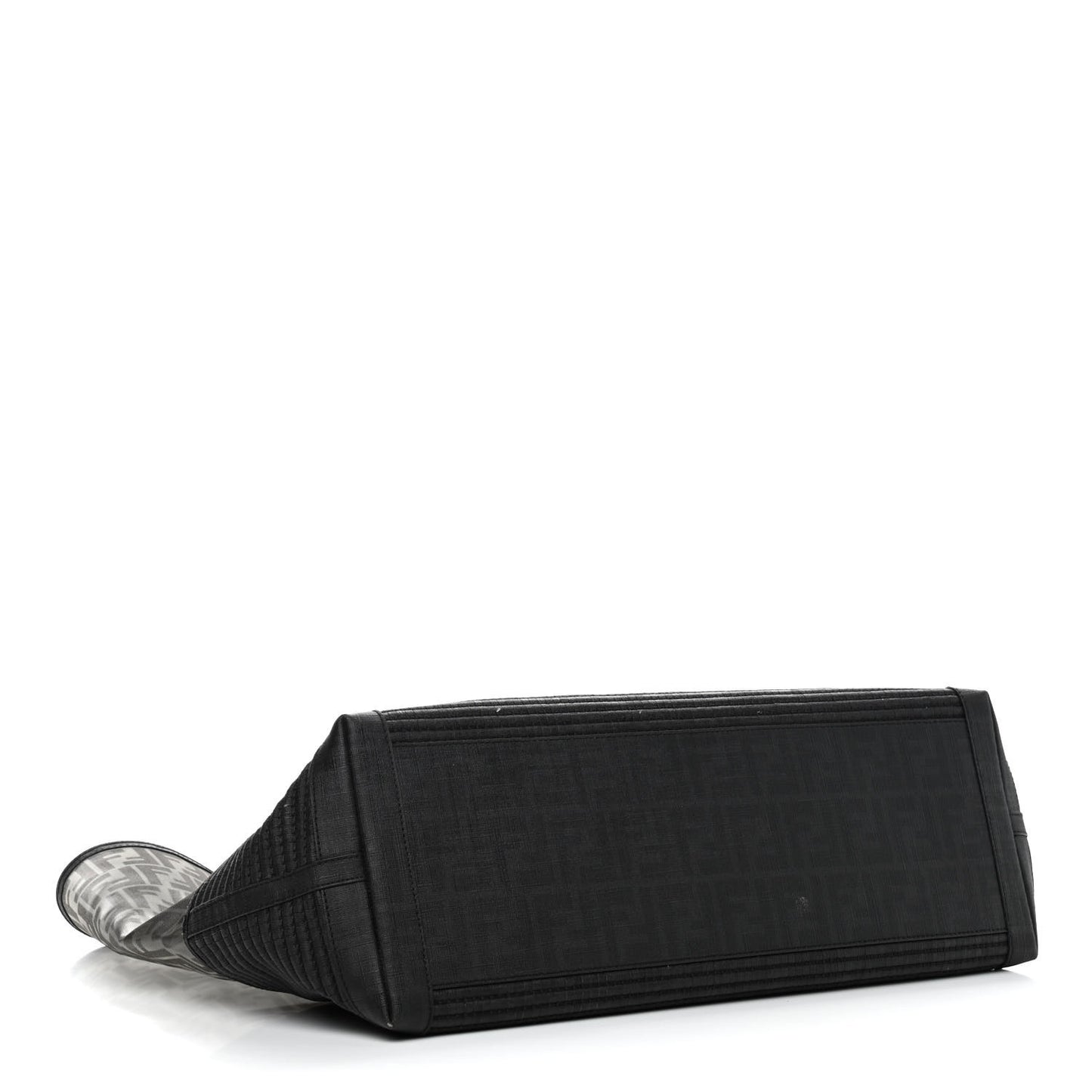 Mesh Glazed Fabric FF Shopping Tote Black