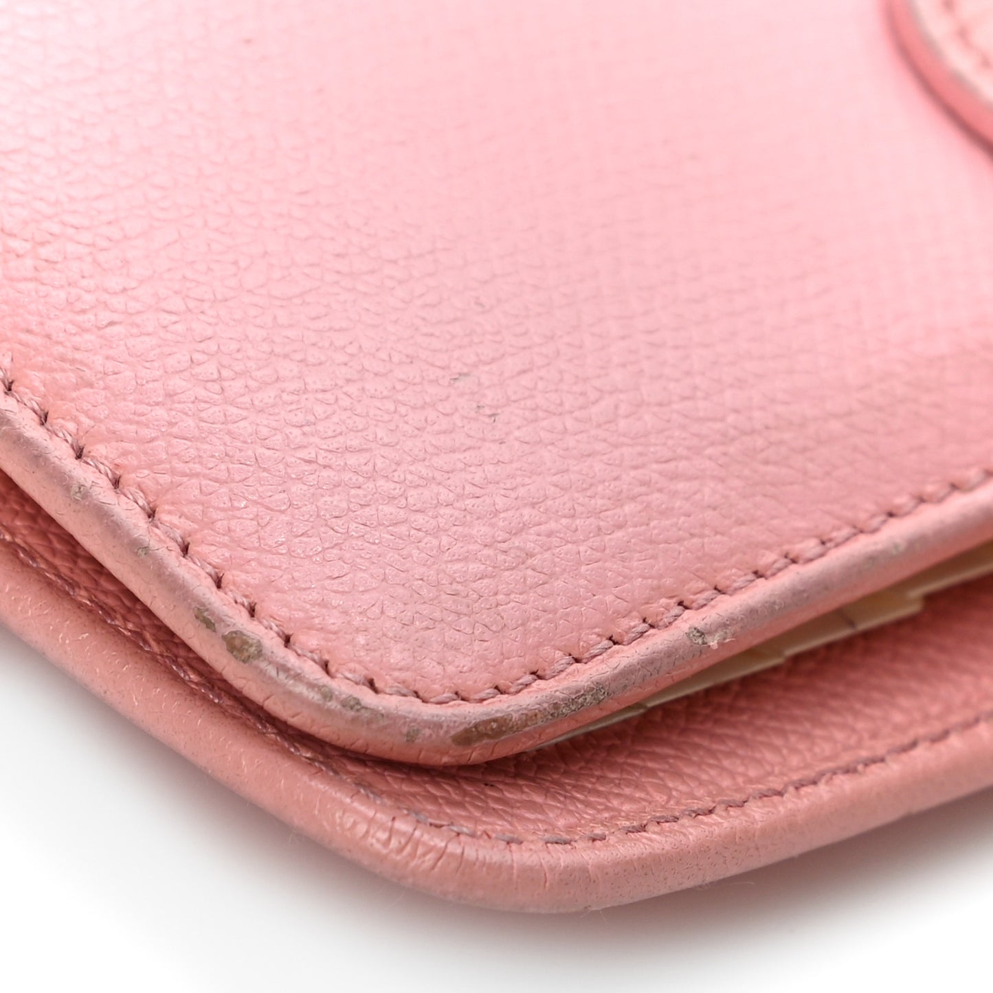 Grained Calfskin CC Button Pocket Agenda Cover Pink