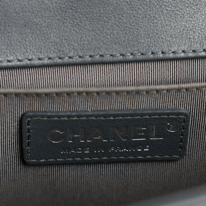 Chanel Calfskin Chevron Quilted New Medium Boy Flap Dark Navy Blue 6 of 12