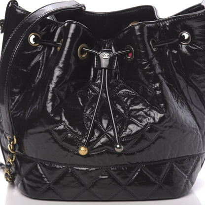Chanel Shiny Aged Calfskin CC Chain Drawstring Bag Black 8 of 11