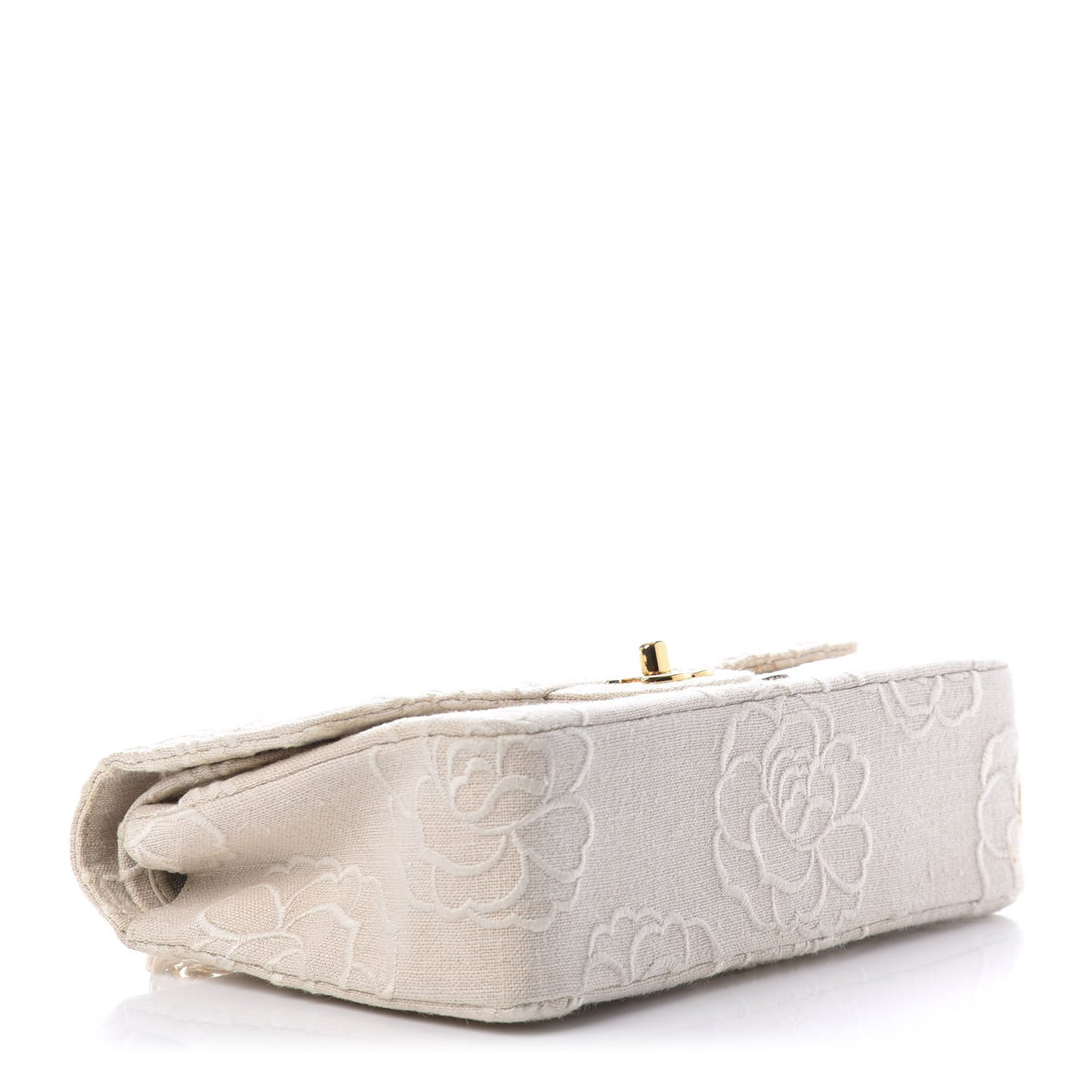 Canvas Camellia Small Double Flap Ivory