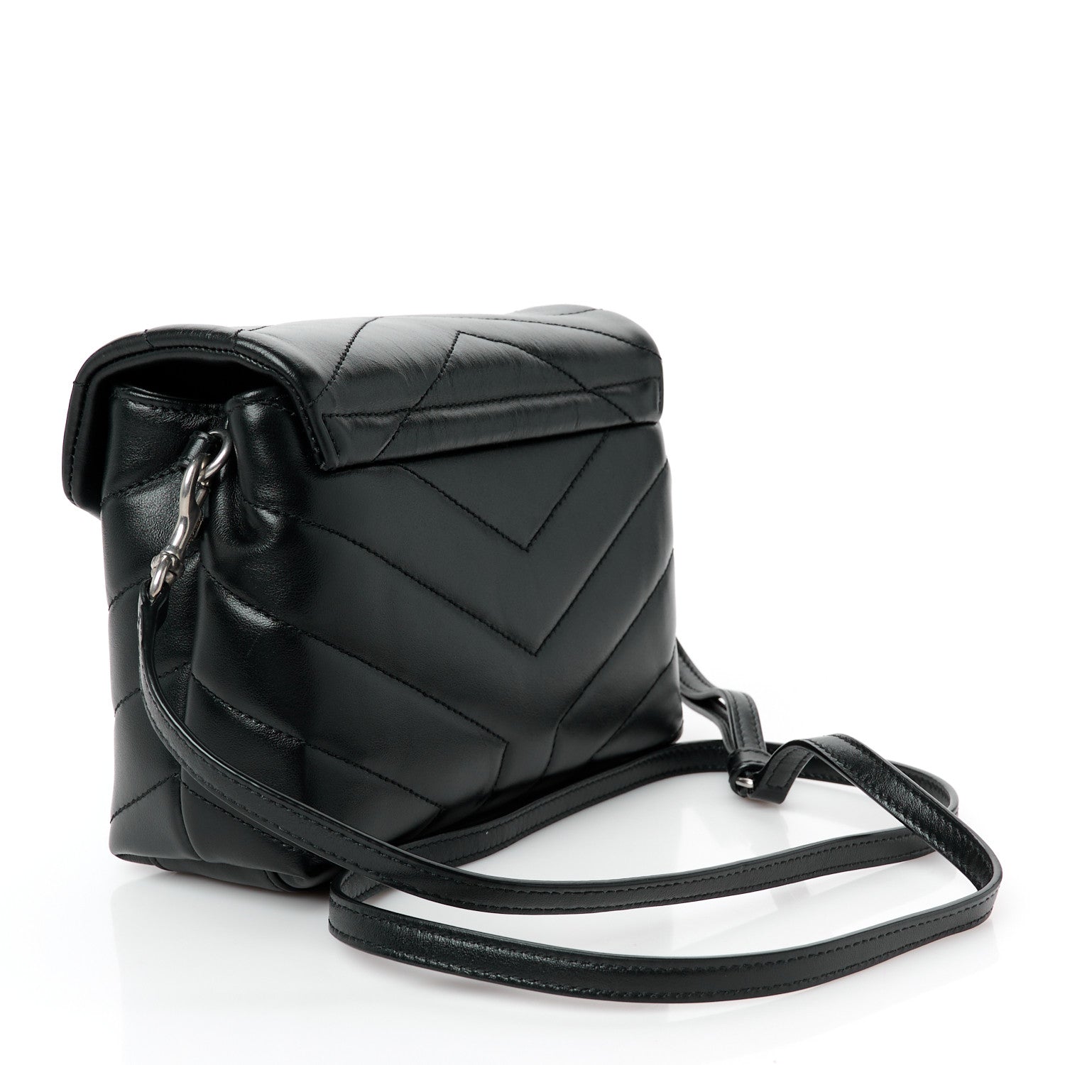 Saint Laurent Calfskin Y Quilted Monogram Toy Loulou Crossbody Bag Black 3 of 12