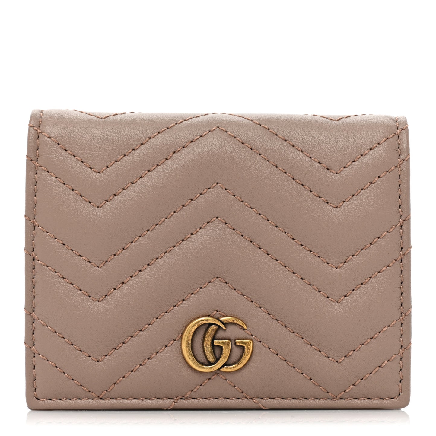 Calfskin Matelasse GG Marmont Card Case Porcelain Rose