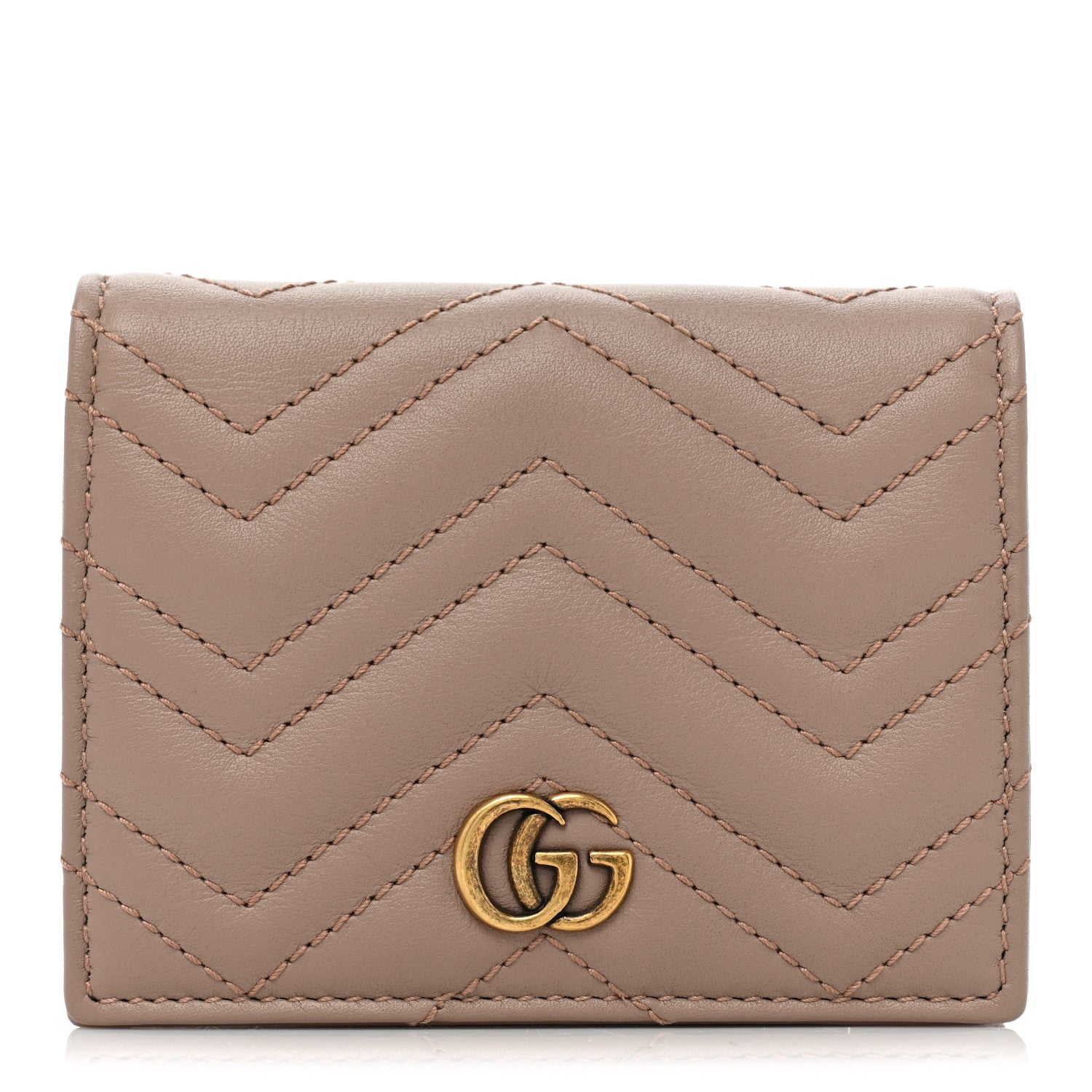 Gucci Calfskin Matelasse GG Marmont Card Case Porcelain Rose 1 of 8
