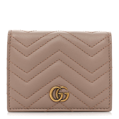 Gucci Calfskin Matelasse GG Marmont Card Case Porcelain Rose 1 of 8