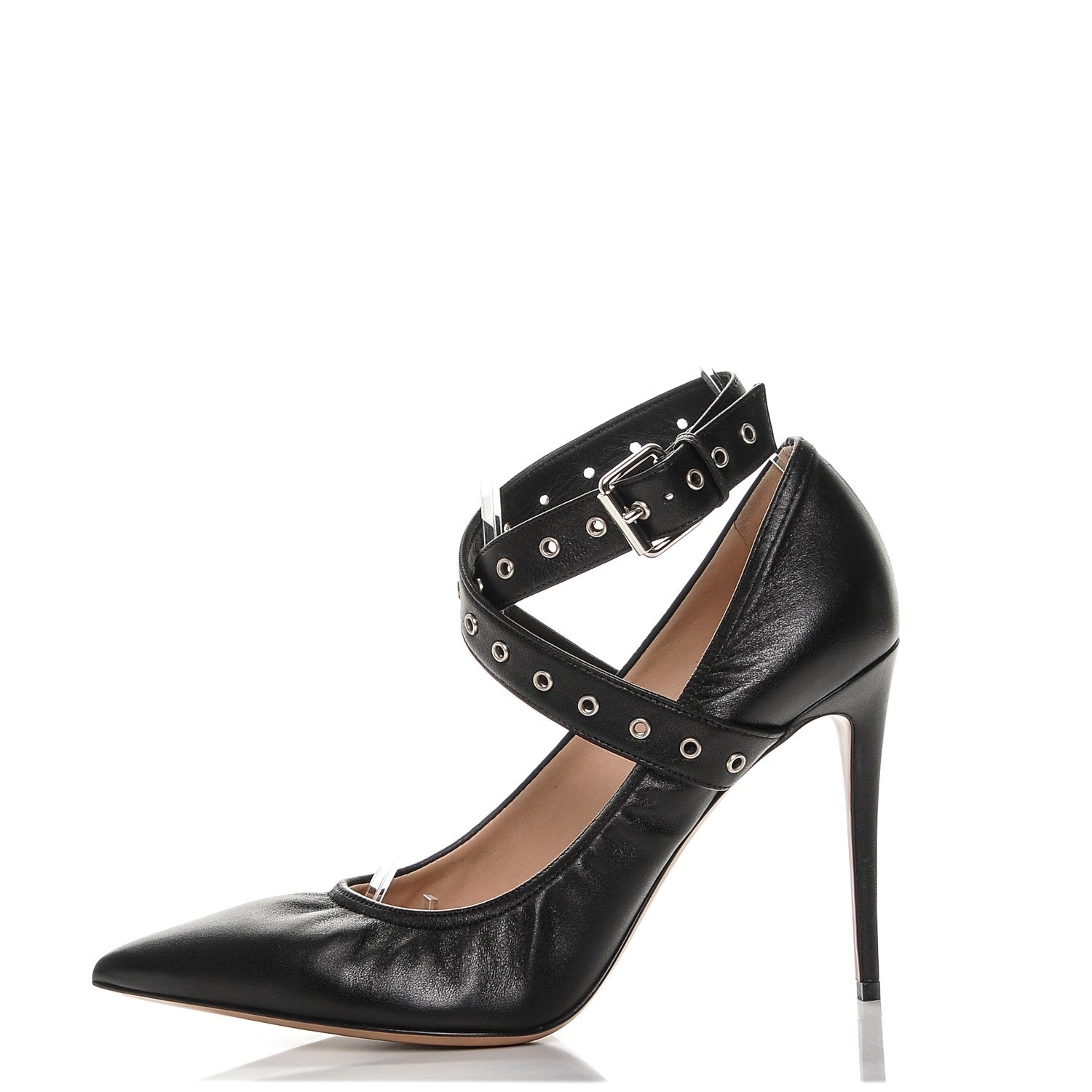 Valentino Garavani Nappa Love Latch Cross Strap 100mm Pumps 38 Black 1 of 8