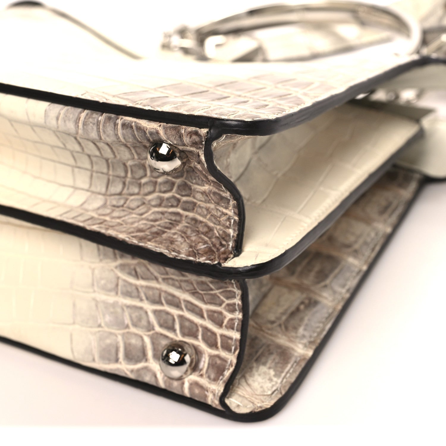 Fendi Shiny Crocodile Small Peekaboo I SEE U Satchel White 9 of 10