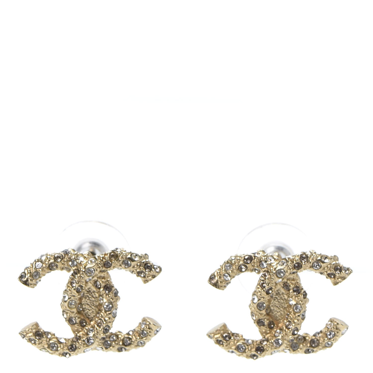 Chanel Crystal CC Earrings Light Gold 1 of 5