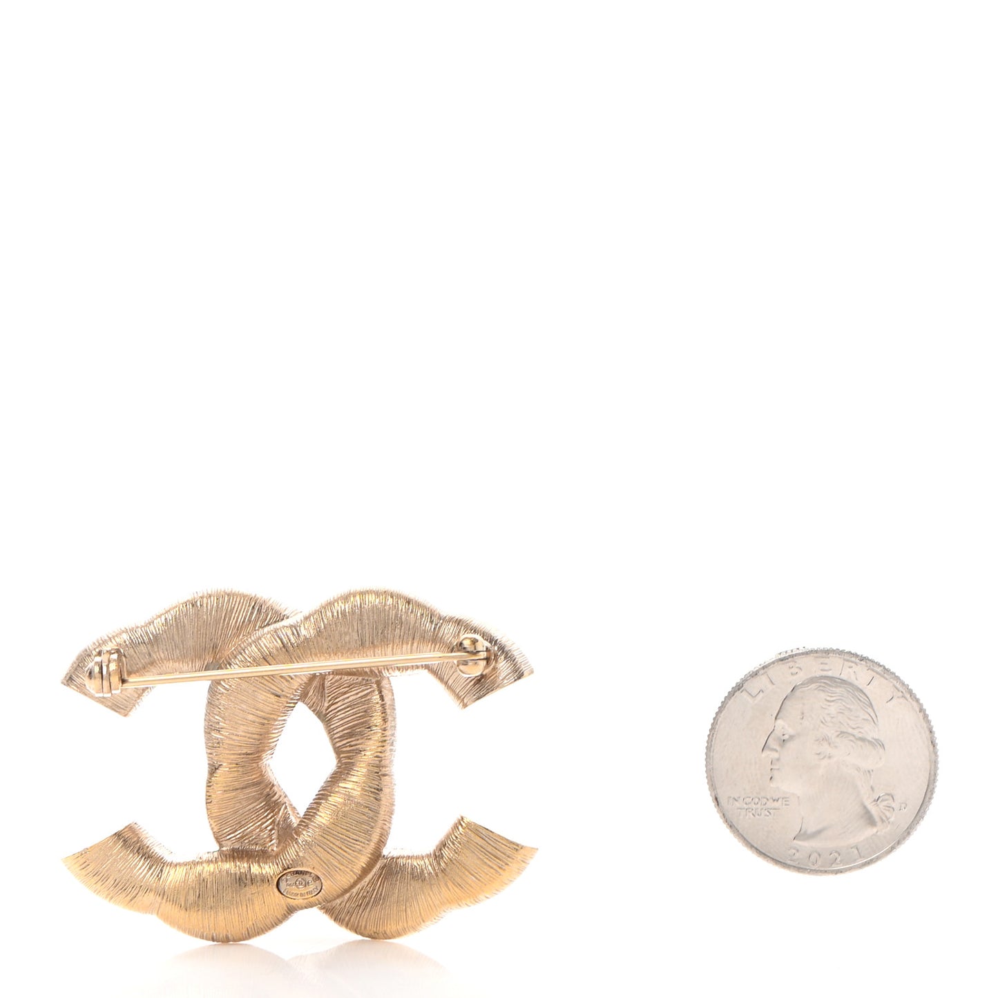 Crystal Twisted CC Brooch Gold Pale Pink