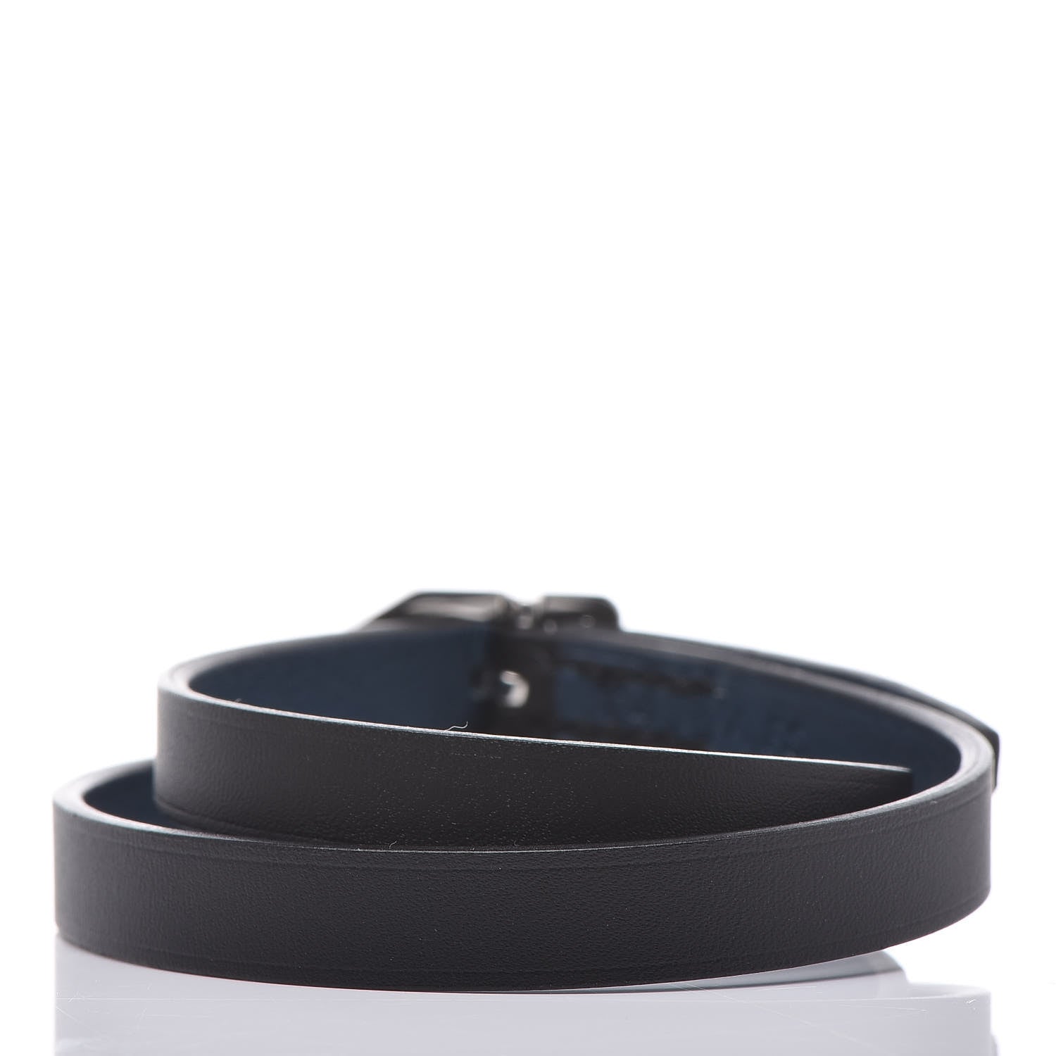 Hermes Chamonix Swift Paddock Double Tour Bracelet T4 Black Bleu De Prusse 3 of 8