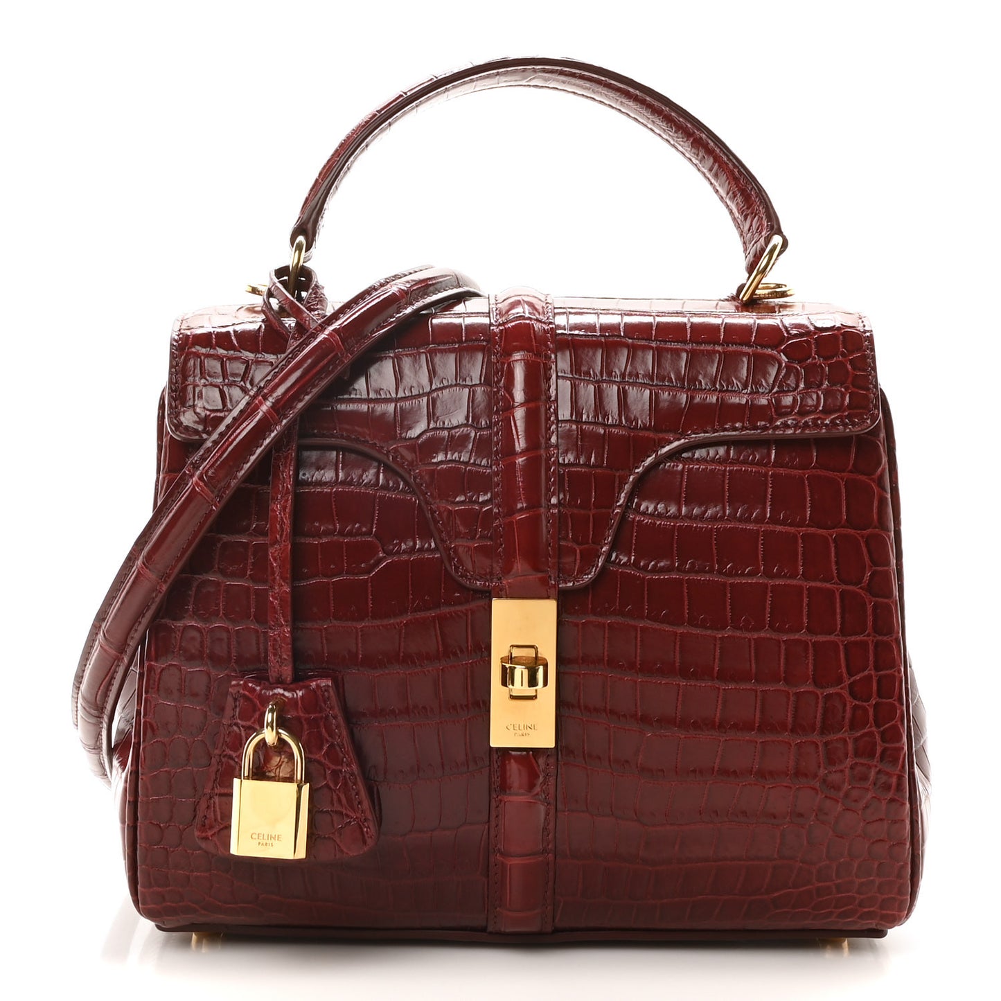 Crocodile Small 16 Top Handle Bag Light Burgundy