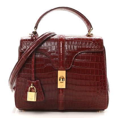 Celine Crocodile Small 16 Top Handle Bag Light Burgundy 1 of 10
