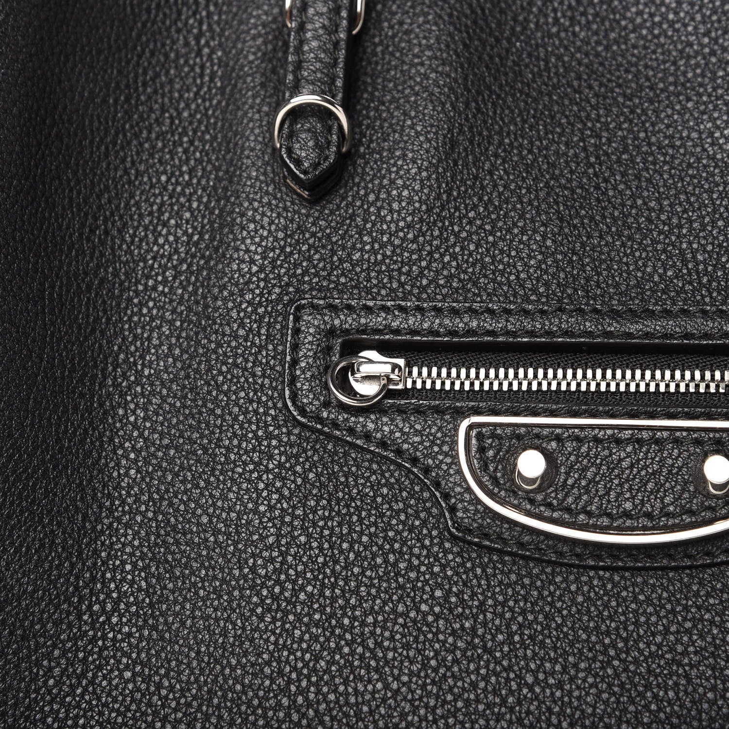 Balenciaga Grained Calfskin Silver Metallic Edge Hardware Papier A4 Tote Black 11 of 15