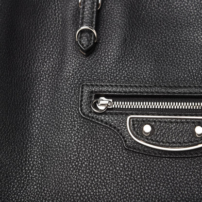Balenciaga Grained Calfskin Silver Metallic Edge Hardware Papier A4 Tote Black 11 of 15