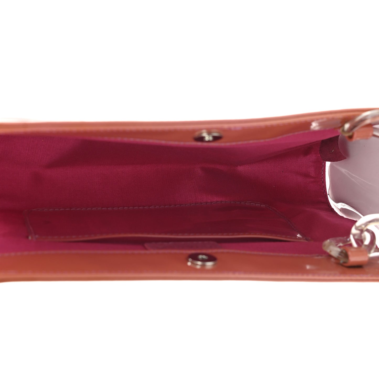 PVC Patent Calfskin Perforated CC Clutch Pink