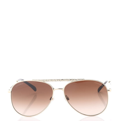 Chanel Aviator Metallic Pilot Sunglasses 4231 Gold 2 of 8