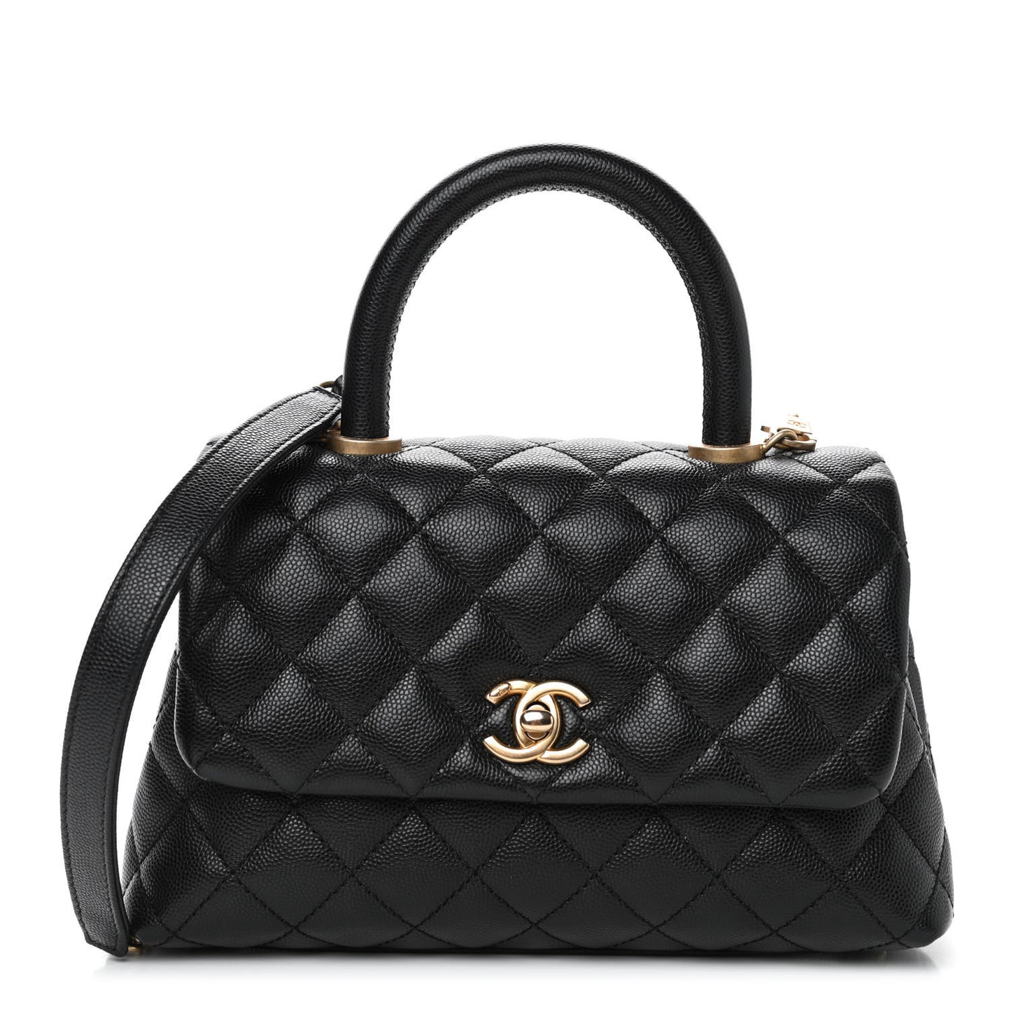 Caviar Quilted Mini Coco Handle Flap Black