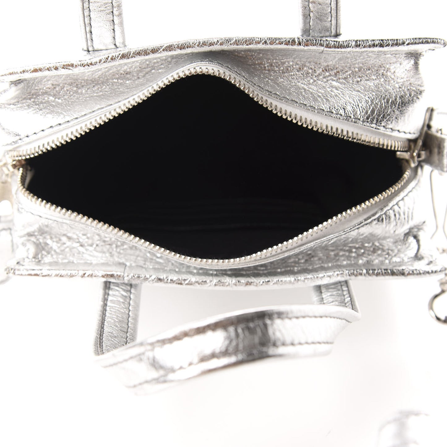 Metallic Calfskin XXS Bazar Shopper Tote Silver Hardware