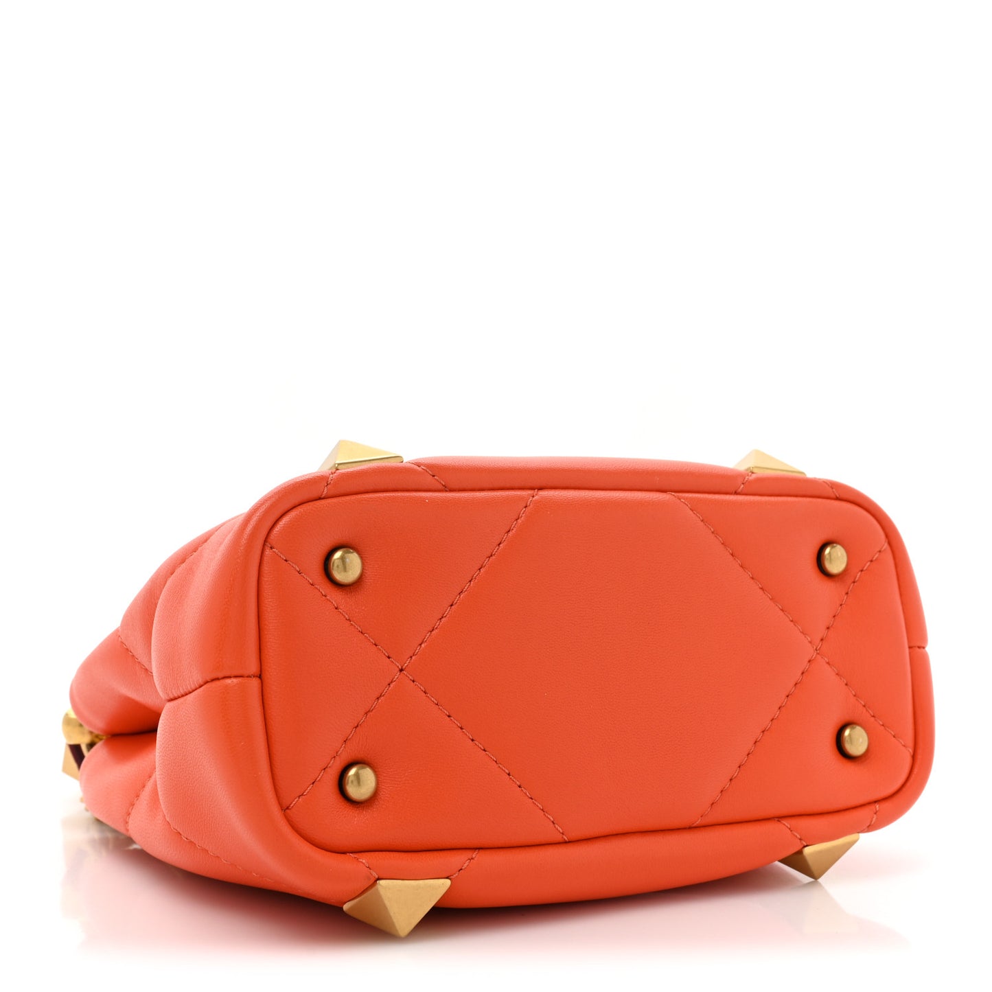 Nappa Small Roman Stud The Handle Bag Orange Zest