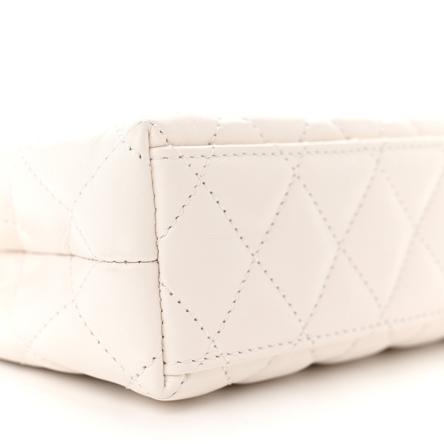 Chanel Shiny Aged Calfskin Quilted Nano Kelly Shopper White 9 of 11