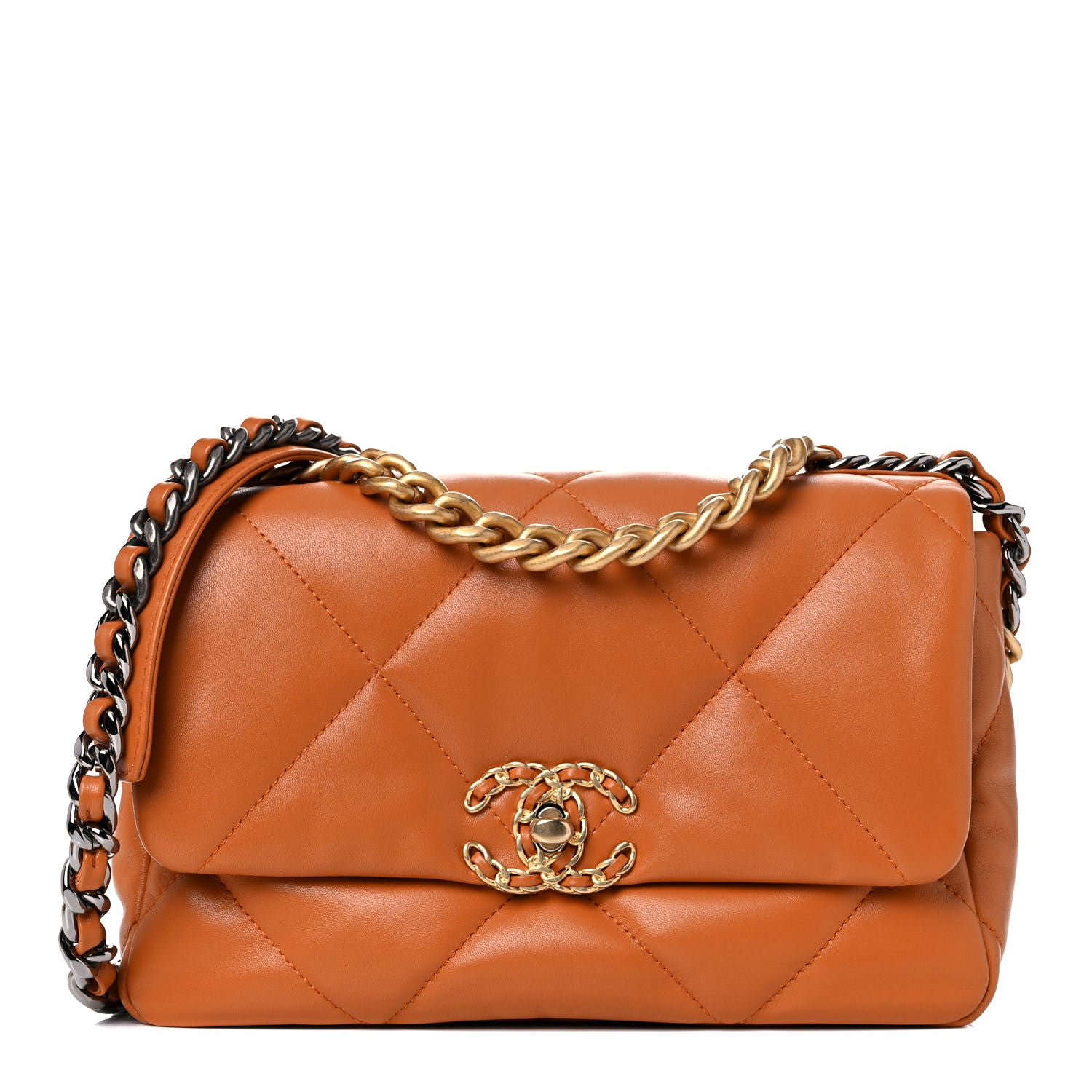 Chanel Lambskin Quilted Medium Chanel 19 Flap Light Brown 1 of 9