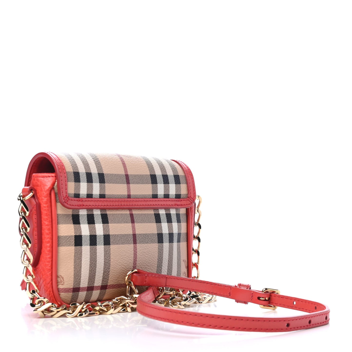 Haymarket Check Mini Tassel Crossbody Bag Red
