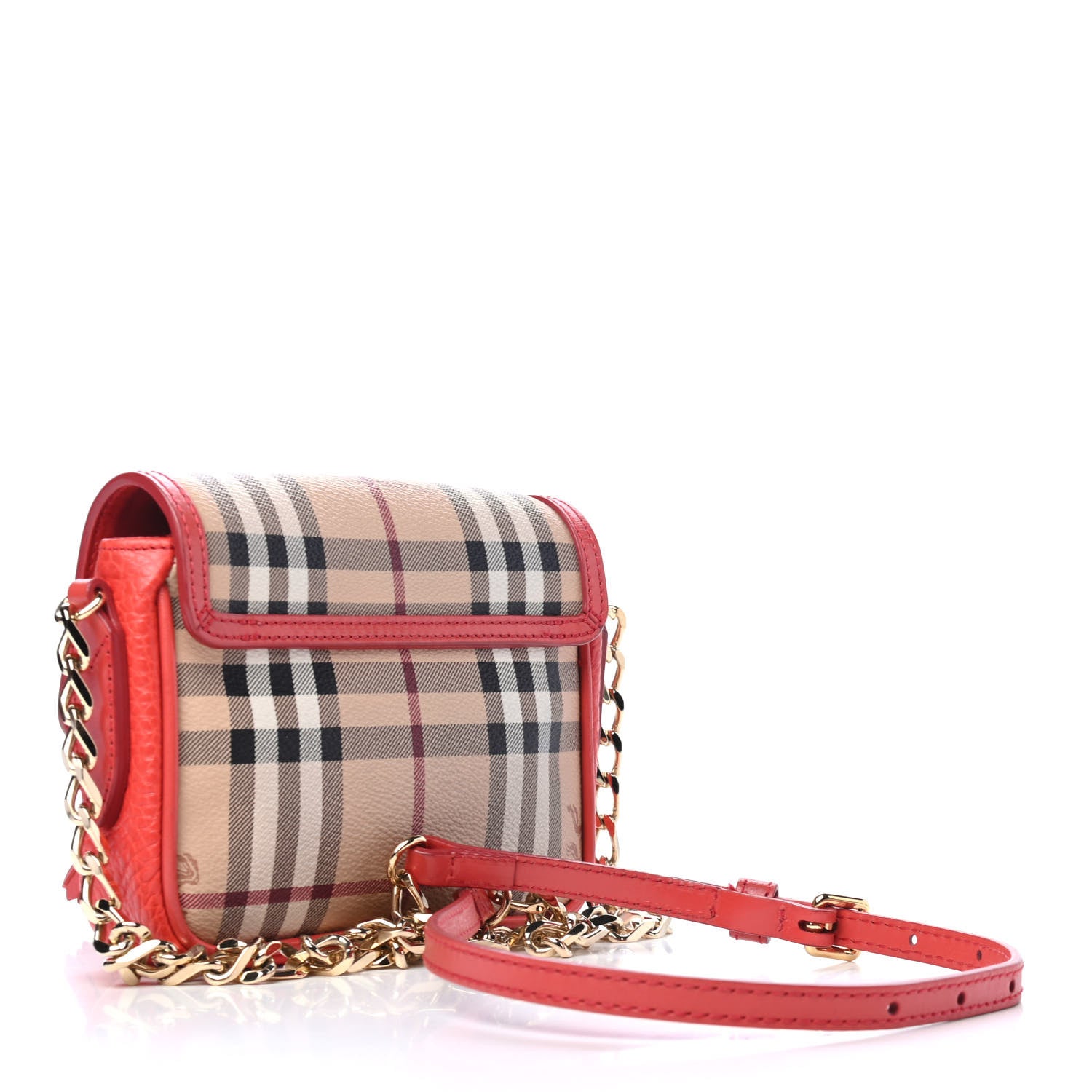 Burberry Haymarket Check Mini Tassel Crossbody Bag Red 2 of 4