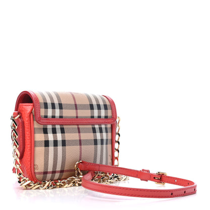 Burberry Haymarket Check Mini Tassel Crossbody Bag Red 2 of 4
