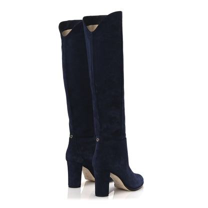 Jimmy Choo Suede Natalie 80 Boots 39.5 Navy 6 of 13