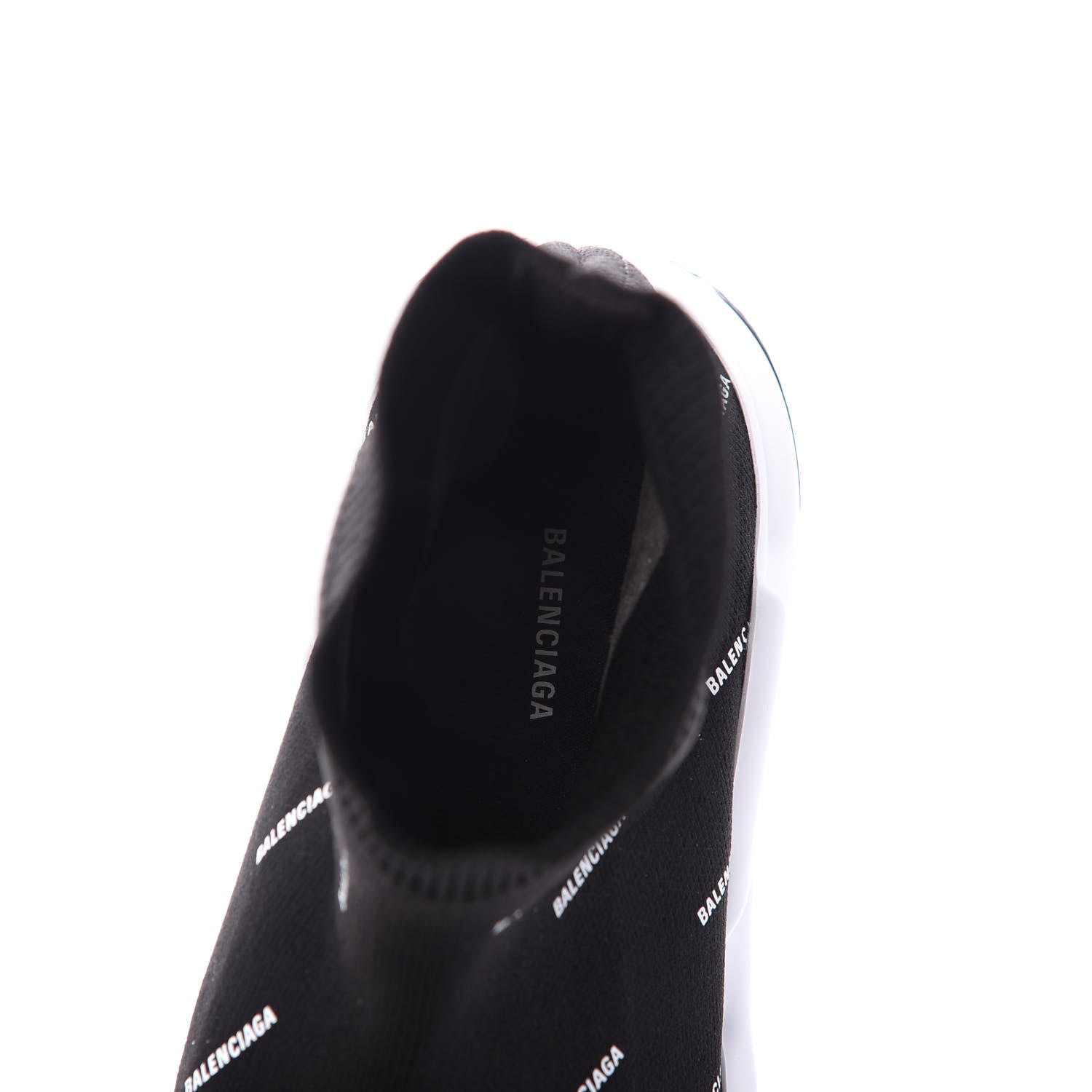 Balenciaga Neoprene Knit Allover Logo Bi-Color Sole Mens Speed Sneakers 42 Black White 5 of 6