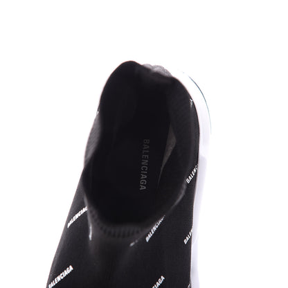 Balenciaga Neoprene Knit Allover Logo Bi-Color Sole Mens Speed Sneakers 42 Black White 5 of 6