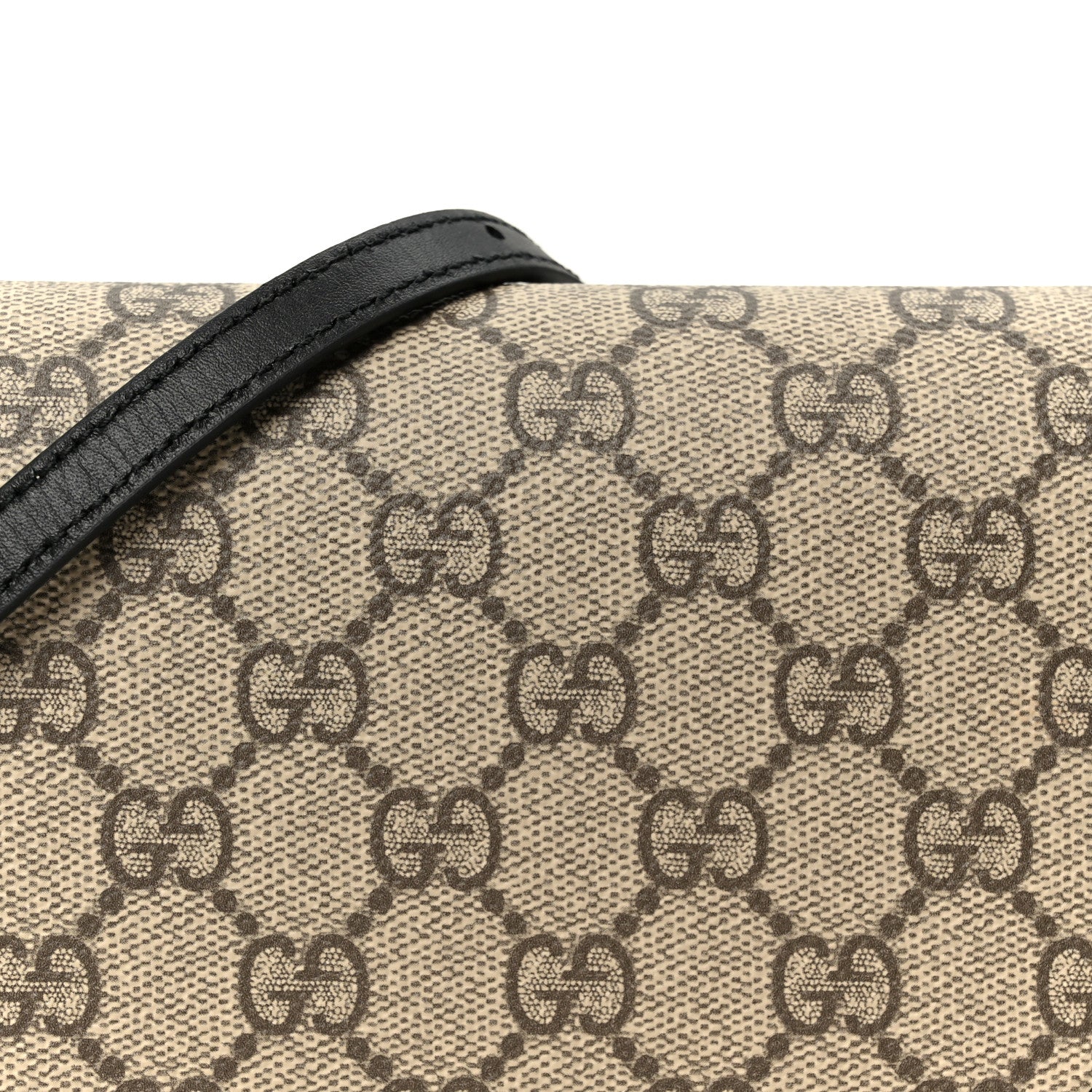 Gucci GG Emblem Monogram Wallet With Strap Beige Ebony Black 7 of 11