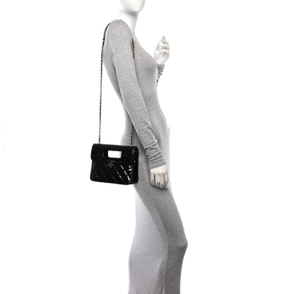 Chanel Patent Quilted Mini Graphic Catch Flap Black 2 of 11