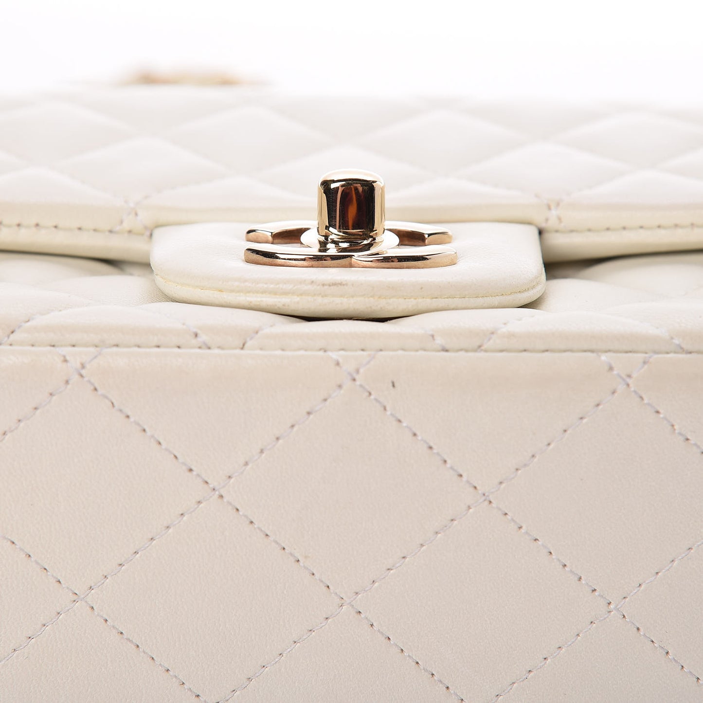 Lambskin Quilted Mini Square Flap White
