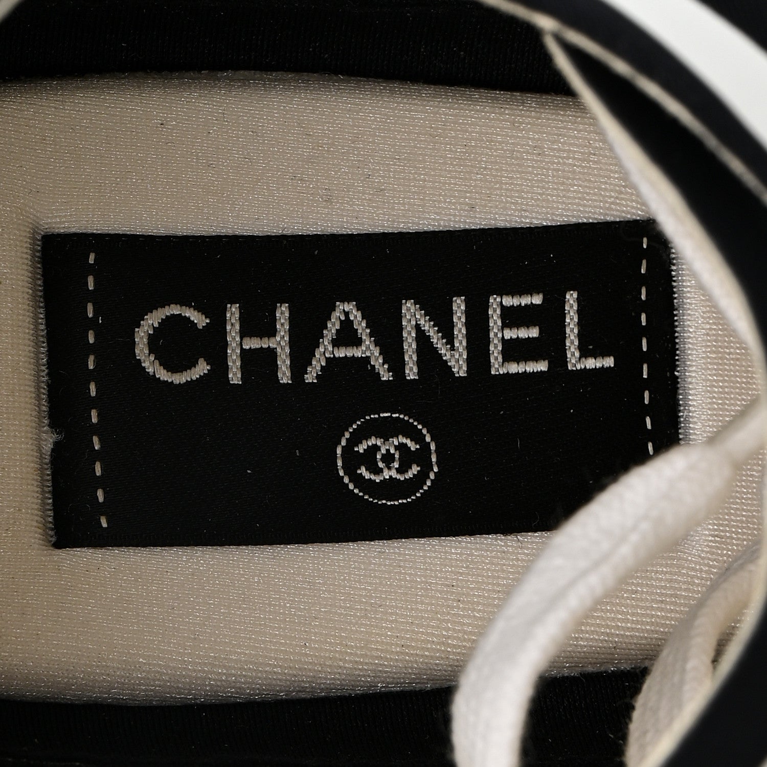 Chanel Lycra Womens CC Sneakers 39.5 White Black 7 of 9