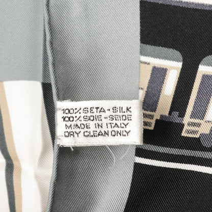 Chanel Silk CC Train Scarf Black Grey 5 of 5